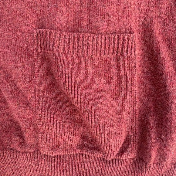 LL Bean Mens Lambswool Cardigan Sweater Burgundy Maroon Button Up L-Reg - Picture 3 of 10